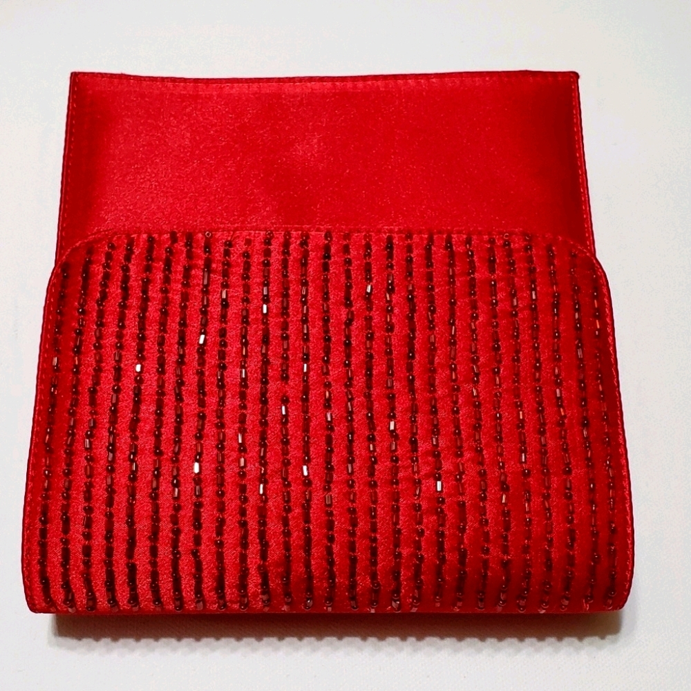 Red Beaded Clutch Purse By J. Renee' - Picture 2 of 8